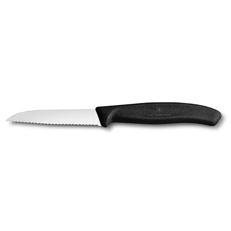 Victorinox 6.7433 8cm Siyah Tırtıklı Soyma Bıçağı - 1