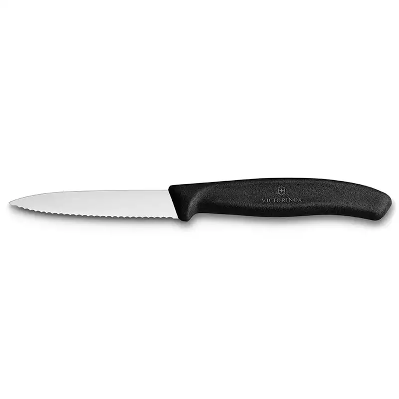 Victorinox 6.7633 8cm Siyah Tırtıklı Soyma Bıçağı - 1
