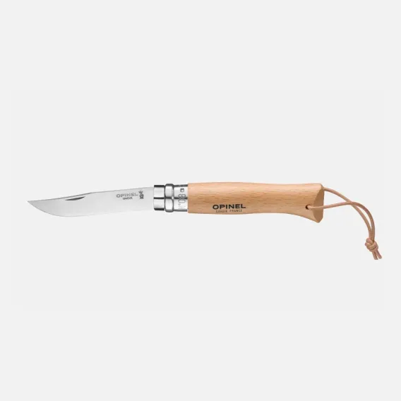 Opinel N°08 Paslanmaz Çelik Kayın Sap İpli Çakı - 1