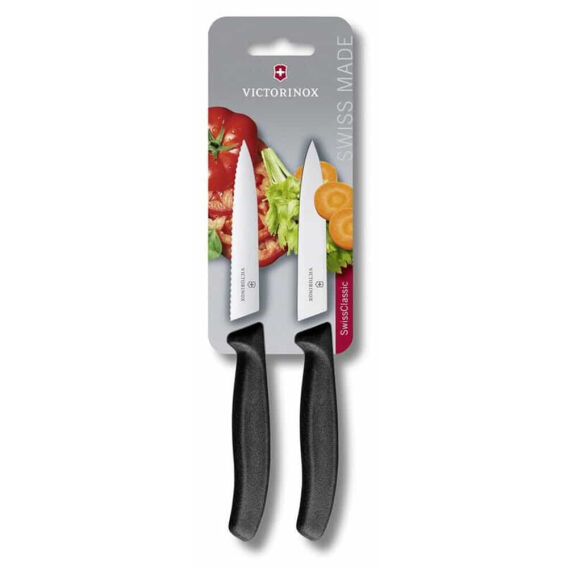 Victorinox 6.7793.B 10cm Siyah 2li Tırtıklı Soyma Bıçağı - Victorinox